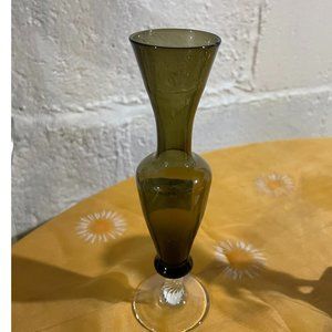 vintage Bud vase. smokey glass,  1960s, flower vase, glass, bubble glass, authen